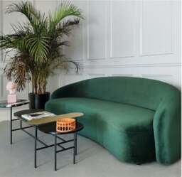 Rackhams Julep Modern Curved Three Seater, Four Seater Sofa, Velvet - Curved Sofa 180cm - White - thumbnail 2