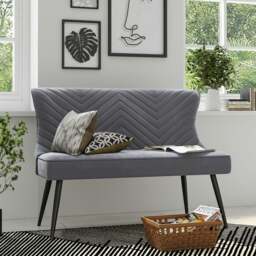 Rackhams Modern Bench Upholstered Tufted Living Room - Grey