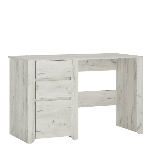Rackhams Angel 3 Drawer Desk in White Craft Oak - White & Oak - 60 - 76.5 - image 1