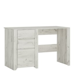 Rackhams Angel 3 Drawer Desk in White Craft Oak - White & Oak - 60 - 76.5