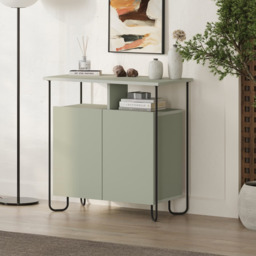Rackhams Modern 2 Door Sideboard Unit Metal Legs - Ash Green - thumbnail 4