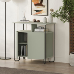 Rackhams Modern 2 Door Sideboard Unit Metal Legs - Ash Green - thumbnail 3