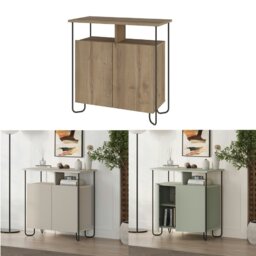 Rackhams Modern 2 Door Sideboard Unit Metal Legs - Ash Green - thumbnail 2