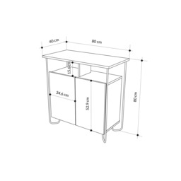 Rackhams Modern 2 Door Sideboard Unit Metal Legs - Ash Green - thumbnail 6