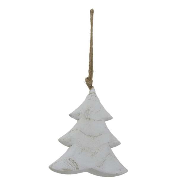 Rackhams White Washed Christmas Tree Hanging Decoration - White - White - One Size - 100% Mixed - image 1