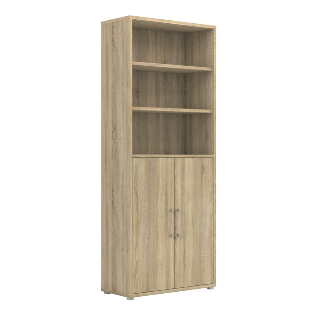 Rackhams Prima Bookcase 4 Shelves with 2 Doors in Oak - Oak Effect - Wood - 1 - image 1