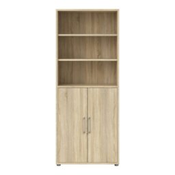 Rackhams Prima Bookcase 4 Shelves with 2 Doors in Oak - Oak Effect - Wood - 1 - thumbnail 2