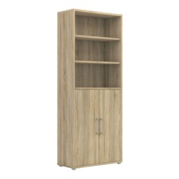 Rackhams Prima Bookcase 4 Shelves with 2 Doors in Oak - Oak Effect - Wood - 1