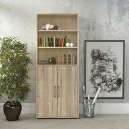 Rackhams Prima Bookcase 4 Shelves with 2 Doors in Oak - Oak Effect - Wood - 1 - thumbnail 6