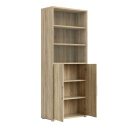 Rackhams Prima Bookcase 4 Shelves with 2 Doors in Oak - Oak Effect - Wood - 1 - thumbnail 4