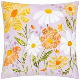Rackhams Country Wild Flowers Outdoor Cushion Cover - Lilac/Peach - 43cm x 43cm - Lilac/Peach - 100% Polyester