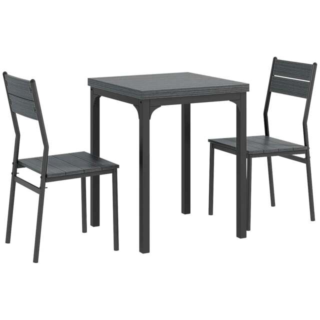 Rackhams Three-Piece Minimal and Compact Dining Set, Grey Wood Grain