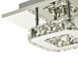 Rackhams Modern LED Ceiling Light with Chrome Square Metal and Clear Crystal Glass Beads - thumbnail 5
