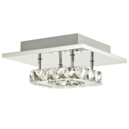 Rackhams Modern LED Ceiling Light with Chrome Square Metal and Clear Crystal Glass Beads - thumbnail 4