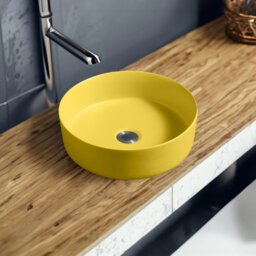 Rackhams 7844 Ceramic Vert Round Countertop Basin in Yellow - Yellow - Ceramic - One Size - thumbnail 1