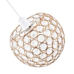 Rackhams Modern Round Gold Globe Easy Fit Pendant Shade with Small Clear Acrylic Beads - thumbnail 3