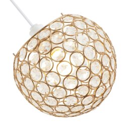 Rackhams Modern Round Gold Globe Easy Fit Pendant Shade with Small Clear Acrylic Beads - thumbnail 4