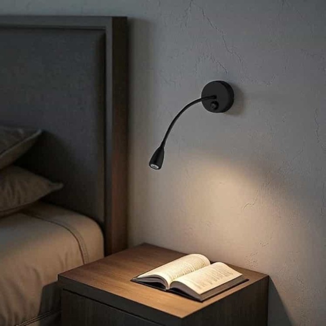Rackhams Nero 3 Watt LED Black Gooseneck Reading Light - image 1