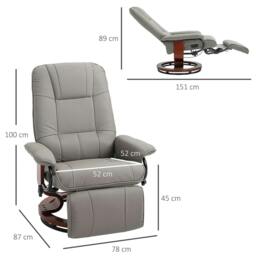 Rackhams Reclining Swivel Chair, with Footrest - Grey - thumbnail 3