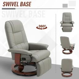 Rackhams Reclining Swivel Chair, with Footrest - Grey - thumbnail 6