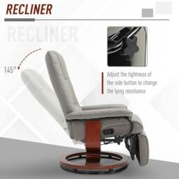 Rackhams Reclining Swivel Chair, with Footrest - Grey - thumbnail 4
