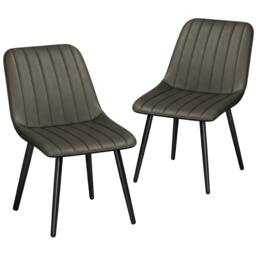 Rackhams Faux Leather Upholstered Kitchen Chairs with Metal Legs, Grey - thumbnail 2