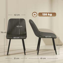Rackhams Faux Leather Upholstered Kitchen Chairs with Metal Legs, Grey - thumbnail 3
