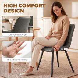 Rackhams Faux Leather Upholstered Kitchen Chairs with Metal Legs, Grey - thumbnail 5