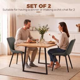 Rackhams Faux Leather Upholstered Kitchen Chairs with Metal Legs, Grey - thumbnail 4
