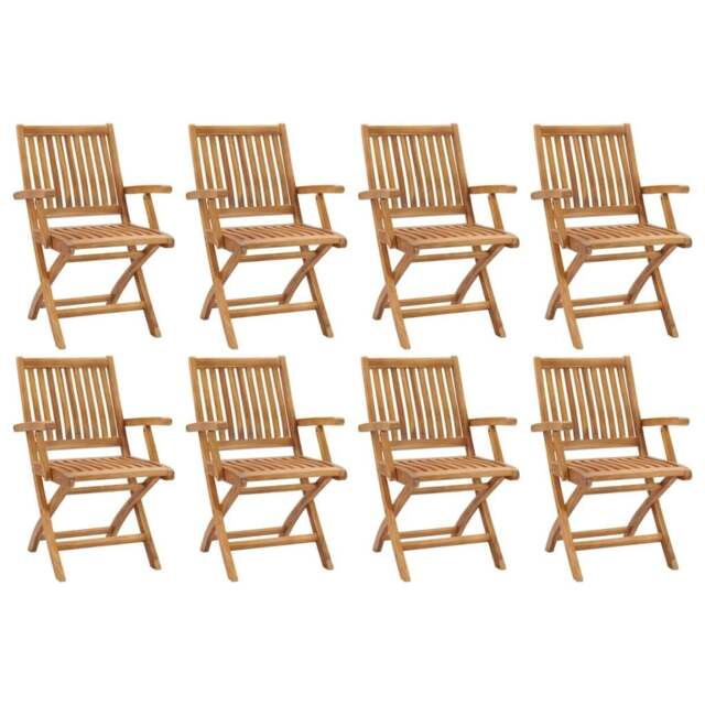 Rackhams Folding Garden Chairs 8 pcs Solid Teak Wood
