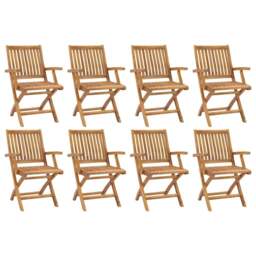 Rackhams Folding Garden Chairs 8 pcs Solid Teak Wood - Brown - Fine sanded teak hard wood with waterbase finish