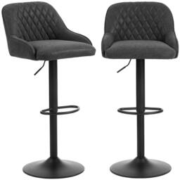 Rackhams Bar Stools Set of 2 Adjustable Swivel Counter Height - Dark Grey - thumbnail 3
