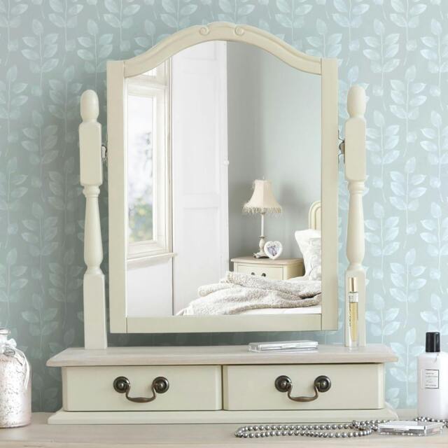 Rackhams Juliette Trinket Mirror, Wooden Dressing Table Mirror with Drawers - Champagne, Cream - image 1