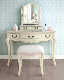 Rackhams Juliette Trinket Mirror, Wooden Dressing Table Mirror with Drawers - Champagne, Cream - thumbnail 6