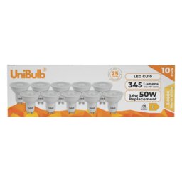 Rackhams LED GU10 345lm 3.6W 3000K (Warm White) Light Bulb - Pack of 10 - thumbnail 1
