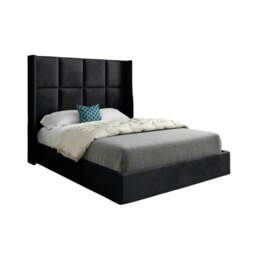 Rackhams Quanta Straight Winged Upholstered Soft Velvet Bed Frame - Black - Black - Small double - thumbnail 5