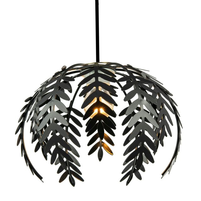 Rackhams Traditional Fern Leaf Design Ceiling Pendant Light Shade in Black Gloss Finish - image 1