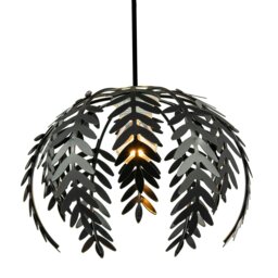 Rackhams Traditional Fern Leaf Design Ceiling Pendant Light Shade in Black Gloss Finish
