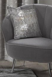 Rackhams Metallic Distressed Velvet Cushion - 43cm x 43cm - Silver