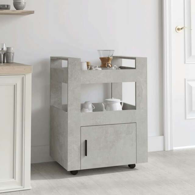 Rackhams Kitchen Trolley Concrete Grey 60x45x80 cm Engineered Wood