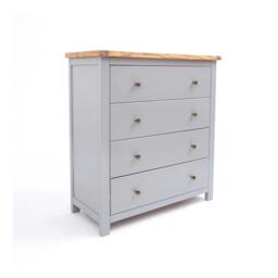 Rackhams Mirano 4 Drawer Chest of Drawers Brass Knob - Grey - thumbnail 2