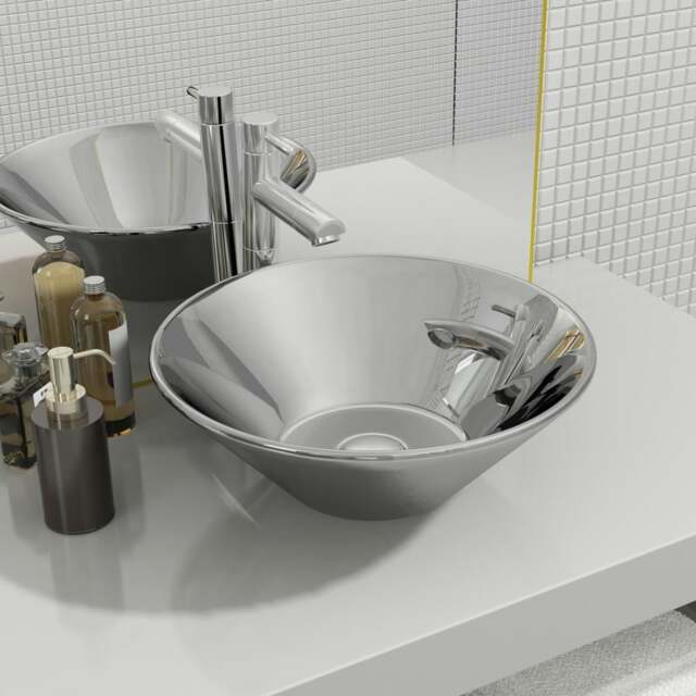 Rackhams Wash Basin 42x14 cm Ceramic Silver