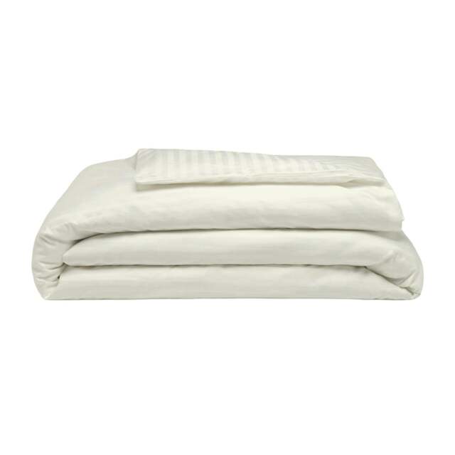 Rackhams 540 Thread Count Satin Stripe Duvet Cover Set - Ivory - Double - Ivory - 100% Cotton - image 1