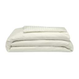 Rackhams 540 Thread Count Satin Stripe Duvet Cover Set - Ivory - Double - Ivory - 100% Cotton - thumbnail 1