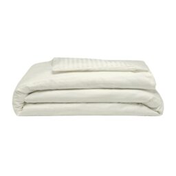 Rackhams 540 Thread Count Satin Stripe Duvet Cover Set - Ivory - Double - Ivory - 100% Cotton - thumbnail 2