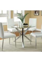 Rackhams Modern Clear Tempered Glass Dining Table Coffee Table with Chrome Three-Way Crossed Legs - Clear - thumbnail 2