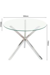 Rackhams Modern Clear Tempered Glass Dining Table Coffee Table with Chrome Three-Way Crossed Legs - Clear - thumbnail 4