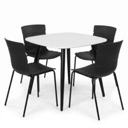 Rackhams Aspen Dining Set - White Square Table & 4 Bali Dining Chairs - Green - thumbnail 2