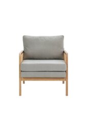 Rackhams Grey Cushioned Wood Armchair - Light Grey - thumbnail 3