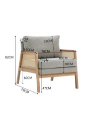 Rackhams Grey Cushioned Wood Armchair - Light Grey - thumbnail 2